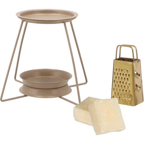 Amberblokjes/geurblokjes cadeauset - cashmere geur - inclusief geurbrander en mini rasp -