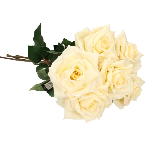 Kunstbloem roos Marleen - 5x - creme - 63 cm - decoratie bloemen -