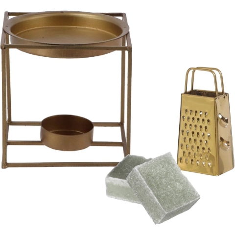 Amberblokjes/geurblokjes cadeauset - eucalyptus geur - inclusief geurbrander en mini rasp -