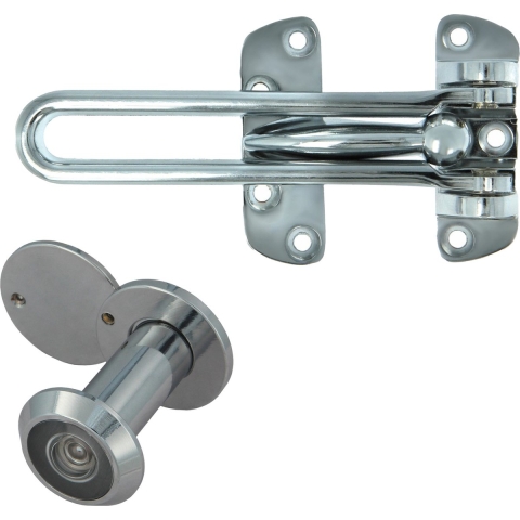 AMIG deurbeveiliging set - kierstandhouder met deurspion - verchroomd - deurdikte 35 tot 60mm -