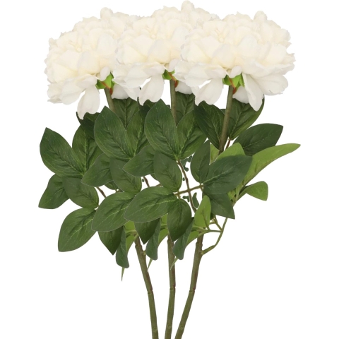 Kunstbloem pioenroos - 3x - creme - zijde - 71 cm - kunststof steel - decoratie bloemen -