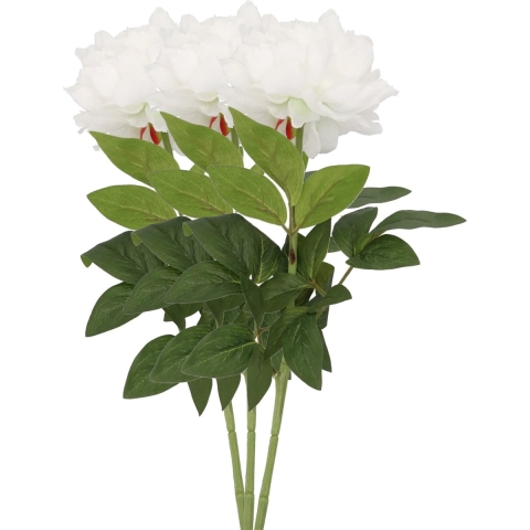 Kunstbloem pioenroos - 3x - wit - zijde - 71 cm - kunststof steel - decoratie bloemen -