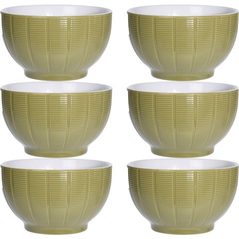 Soepkommen/serveer schaaltjes - 6x - Venice- keramiek - D14 x H8 cm - groen - Stapelbaar -