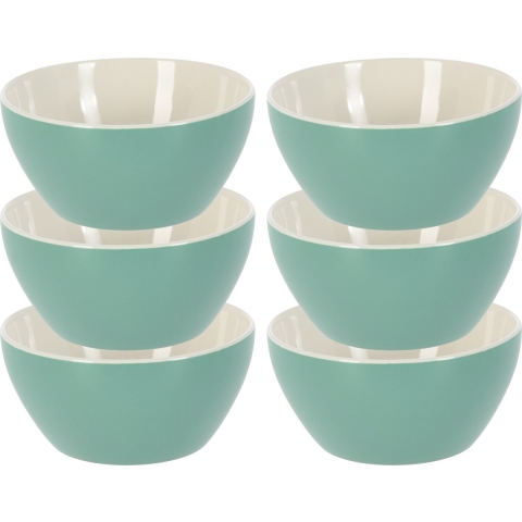 Soepkommen/serveer schaaltjes - 6x - Acapulco- porselein - D14 x H6.5 cm - groen - Stapelbaar -