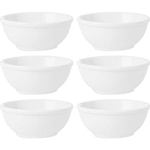 Kommetjes/serveer schaaltjes - 6x - Hendai - porselein - D13 x H5 cm - ivoor wit - Stapelbaar -