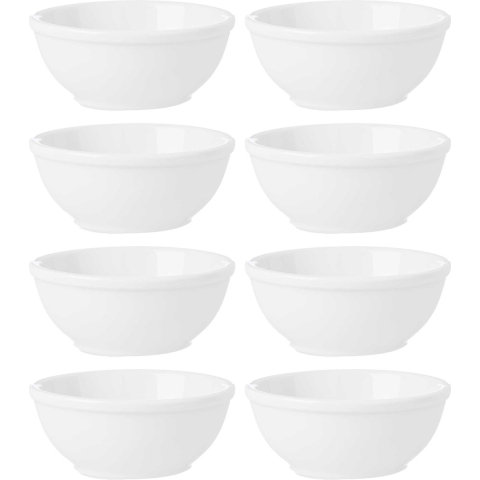Kommetjes/serveer schaaltjes - 8x - Hendai - porselein - D13 x H5 cm - ivoor wit - Stapelbaar -