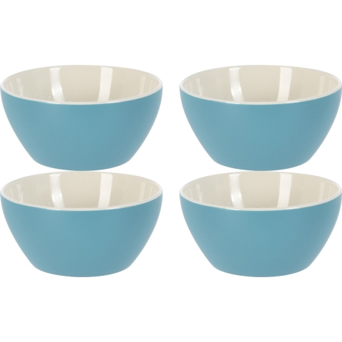 Soepkommen/serveer schaaltjes - 4x - Acapulco- porselein - D14 x H6.5 cm - blauw - Stapelbaar -