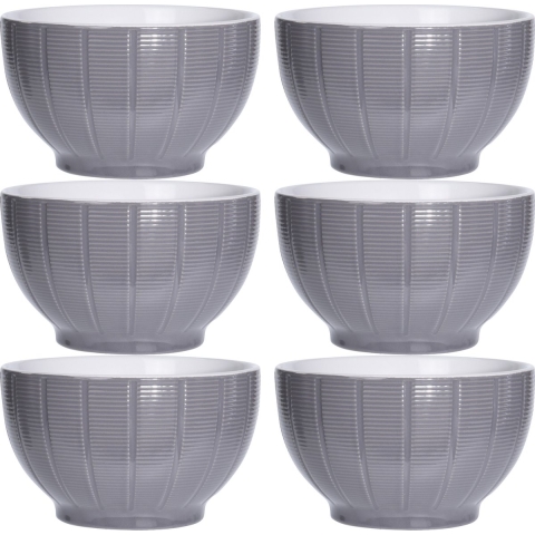 Soepkommen/serveer schaaltjes - 6x - Venice- keramiek - D14 x H8 cm - steengrijs - Stapelbaar -