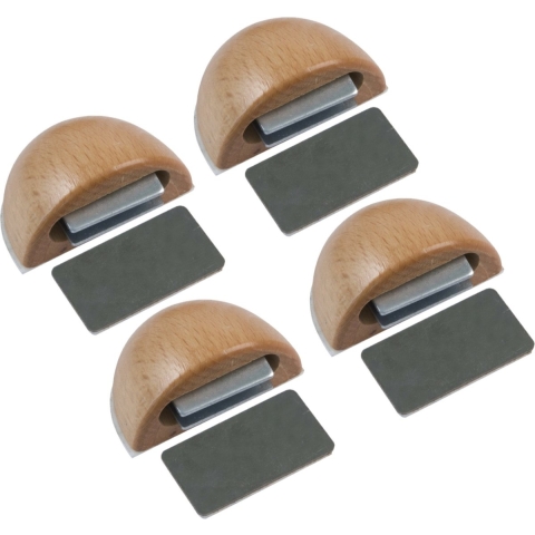 AMIG Deurstop/deurmagneet - 4x - D48mm - zelfklevend - beuken - kunststof -
