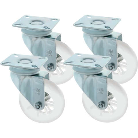 AMIG zwenkwiel/transportwiel - 4x - D75mm - polycarbonaat - 100kg - transparant -