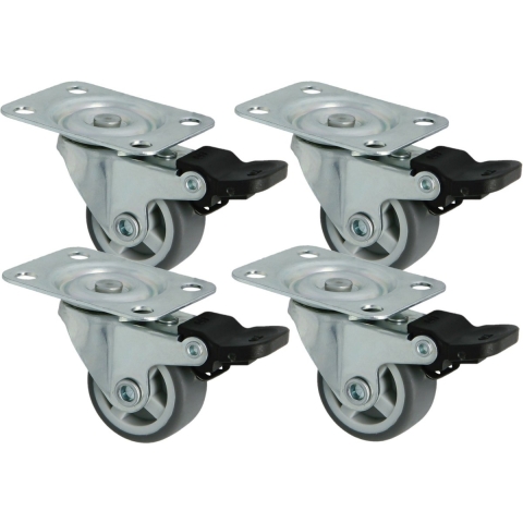 AMIG zwenkwiel/transportwiel met rem - 4x - D25mm - rubber - 40kg - grijs -