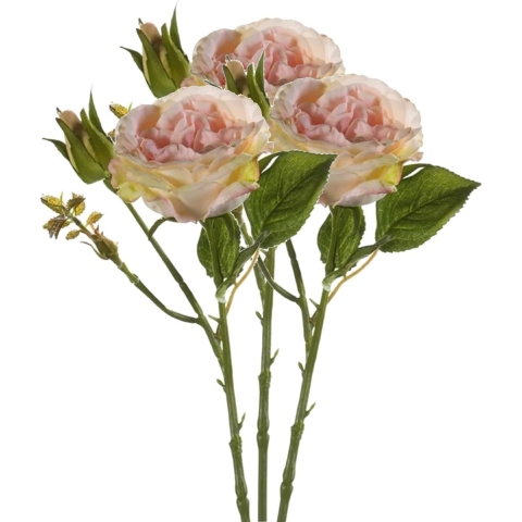 Kunstbloem roos Anne - 3x - perzik kleurig - 37 cm - decoratie bloemen -