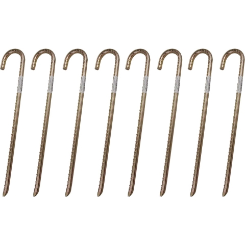 Grondpen/tentharingen - 8x - staal - met open oog - 38 cm - voor harde ondergronden -