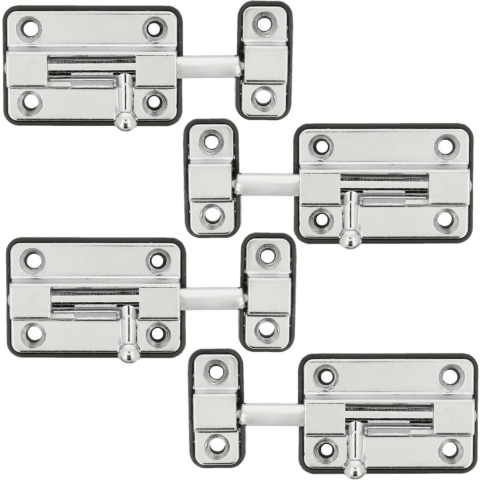 AMIG schuifslot/plaatgrendel - 4x - zamak - 5cm - verchroomd - incl schroeven - deur - raam -