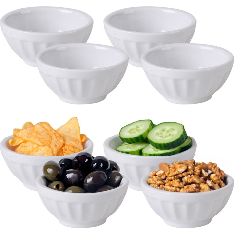 Urban Living kleine kommetjes/serveer schaaltjes - ivoor wit - keramiek - 12x stuks - D6.5 cm -