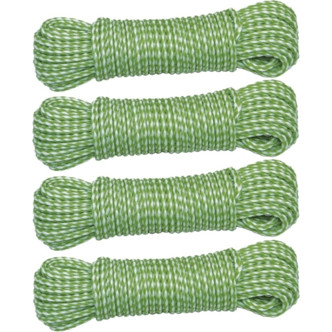 AMIG Paracord touw - 4x - 15 meter - D4mm - 100kg - PP/PE - lichtgroen/wit -