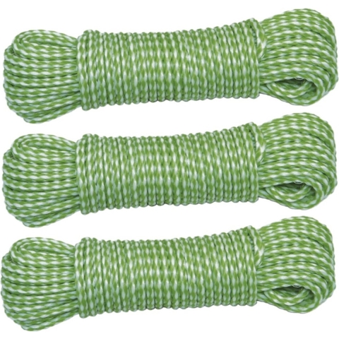 AMIG Paracord touw - 3x - 20 meter - D4mm - 100kg - PP/PE - lichtgroen/wit -