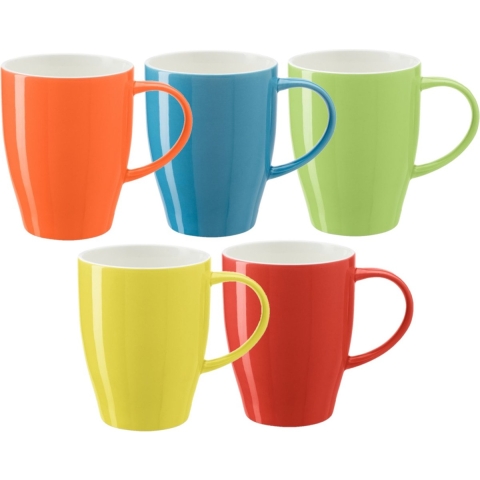Koffie mokken/bekers Paris - 5x - porselein - multi kleuren - 350 ml - stijlvolle vorm -