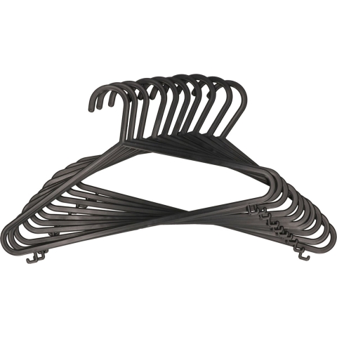 Kledinghangers met broekstang - 40x - kunststof - zwart - 36 x 21 cm -