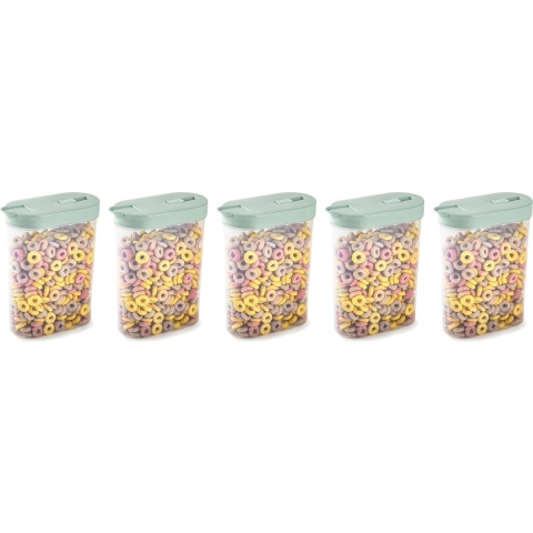 Voedselcontainer strooibus - 5x - mintgroen - inhoud 1 liter - kunststof - 15 x 7 x 19 cm -