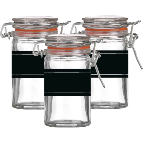 Weckpotje/inmaakpotje - 6x - 70 ml - glas - met beugelsluiting - incl. etiketten -