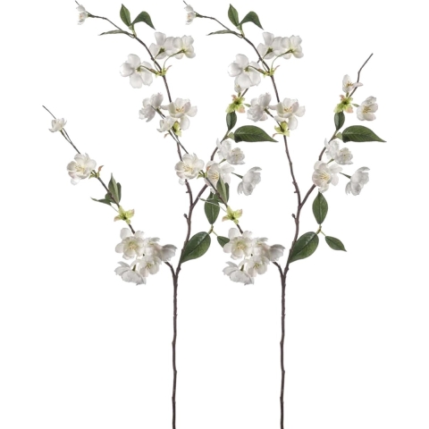 Kunstbloem Perzik bloesem - 2x - 80 cm - creme - Kunst zijdebloemen -