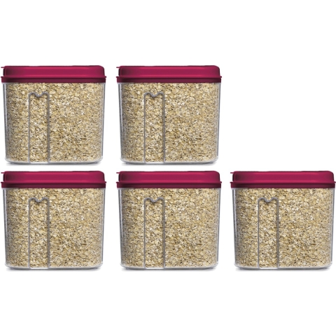 Voedselcontainer strooibus - 5x - roze - 1000 ml - kunststof - 15 x 8 x 14 cm - voorraadpot -