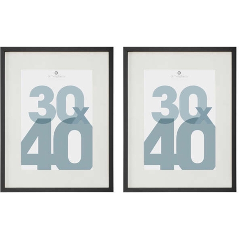 Atmosphera Fotolijstje met passe partout - 2x - voor een foto van 30 x 40 cm - zwart - MDF/Glas -