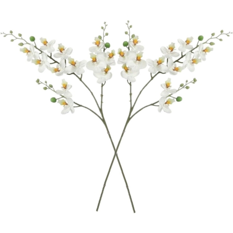Kunstbloem Orchidee tak - 2x - wit - 75 cm - Kunst zijdebloemen -