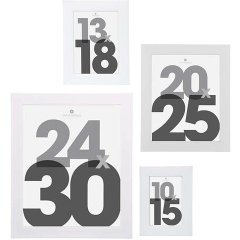 Atmosphera Fotolijstjes set Olympus - 4x stuks - wit - Kunststof/glas - in 4 formaten -