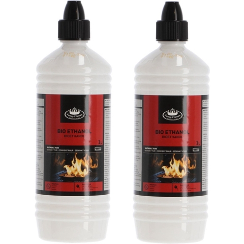 Bio ethanol voor sfeer en tafelhaarden - 2x - 1 liter - voor binnen en buiten -