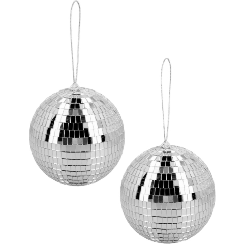 Disco spiegel bal - 2x - rond - zilver - Dia 15 cm - Seventies/eighties thema versiering -