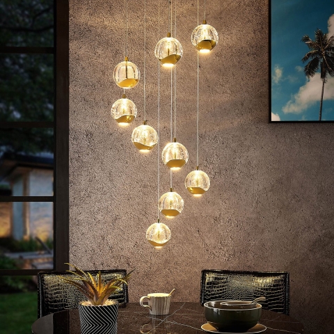 Lucande - Hayley 9 Hanglamp Clear/Gold