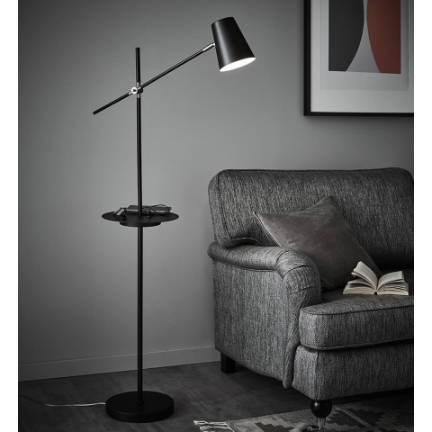 Markslöjd - Linear Vloerlamp USB Zwart