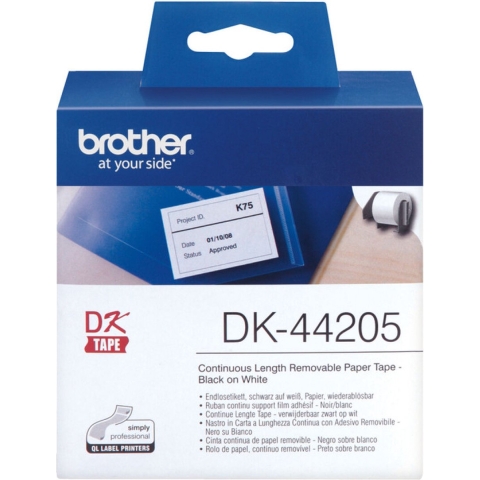 Brother DK-44205 Rol met etiketten 62 mm x 30.48 m Papier Wit 1 stuk(s) Weer verwijderbaar DK44205 Universele etiketten