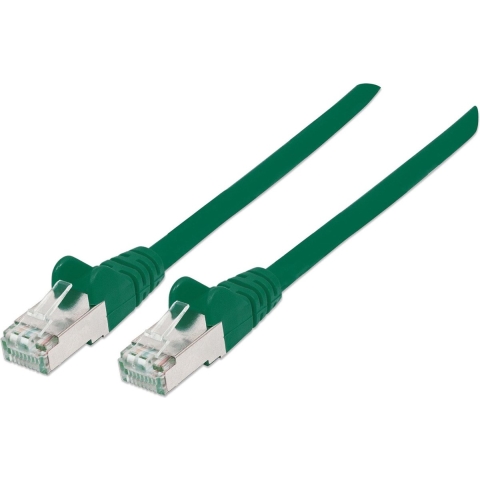 Intellinet 741026 RJ45 Netwerkkabel, patchkabel CAT 6A S/FTP 7.50 m Groen Folie afscherming, Afscherming gevlochten, Afgeschermd, Halogeenvrij 1 stuk(s)