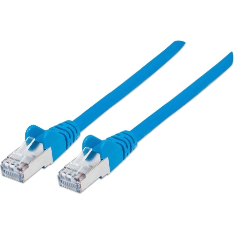 Intellinet 741088 RJ45 Netwerkkabel, patchkabel CAT 6A S/FTP 10.00 m Blauw Folie afscherming, Afscherming gevlochten, Afgeschermd, Halogeenvrij 1 stuk(s)
