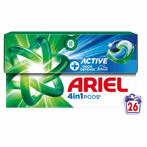 Ariel 4in1 Wasmiddel Pods Actieve Geurbestrijding 26 stuks