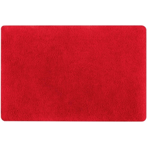 Spirella badkamer vloer kleedje/badmat tapijt - hoogpolig en luxe uitvoering - rood - 50 x 80 -