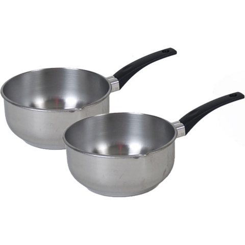 Gerimport Steelpan - 2x stuks - RVS - sauspan - 14 cm - geschikt voor alle warmtebronnen -