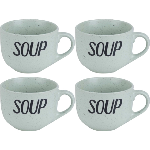 Cosy & Trendy Soepkom - 4x stuks - groen - 11 cm - 510 ml - Soepbeker - kommetje -