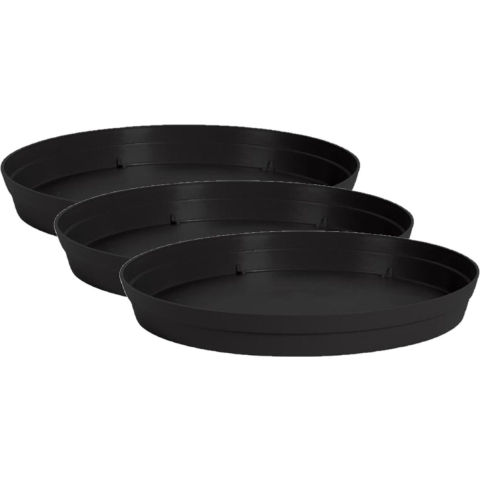 EDA Bloempot onderschaal Toscane - 3x stuks - kunststof - antraciet - D23 cm - opvangschalen -