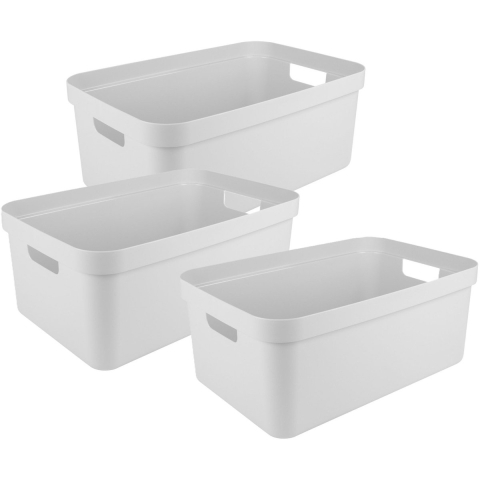 Sunware opbergbox Sigma Home - 3x - kunststof - 45 liter - wit - opberg dozen/bakken -