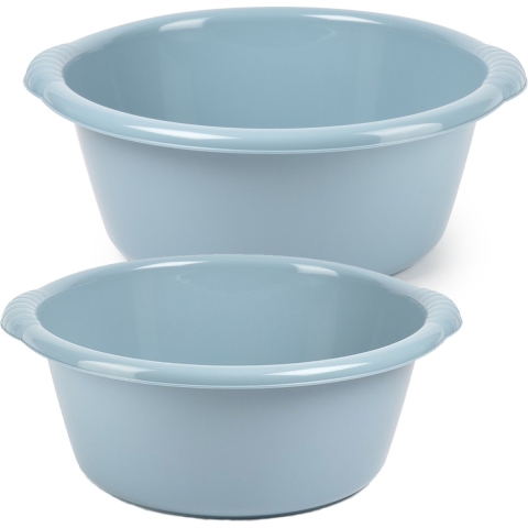 Afwasbak teil - set van 2 formaten - 15 en 20 liter - licht blauw - kunststof -