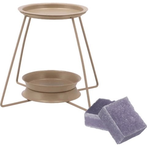 Amberblokjes/geurblokjes cadeauset - lavendel geur - inclusief geurbrander -