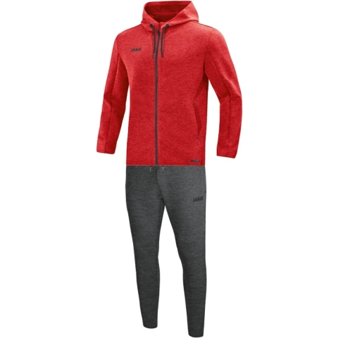 JAKO M9729 Joggingpak Met Kap Premium Basics - Rood Gemeleerd - XL