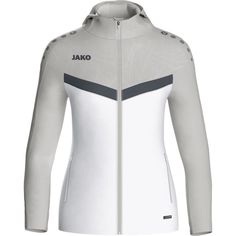 JAKO 6824D Jas Met Kap Iconic Dames - Wit/Zachtgrijs/Antra Light - 42