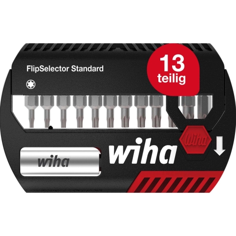 Wiha Bitset FlipSelector Standard 25 mm TORX® 15-delig 1/4" C6,3 met riemclip in blister - 39056 - 39056