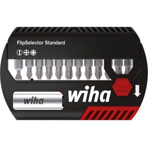 Wiha Bitset FlipSelector Standard 25 mm sleufkop, Phillips, Pozidriv 14-delig 1/4" C6,3 - 39029 - 39029