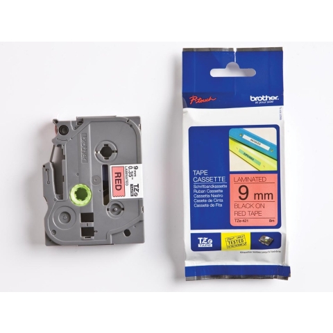 Labeltape Brother TZe, TZ TZe-421 Kunststof Tapekleur: Rood Tekstkleur:Zwart 9 mm 8 m